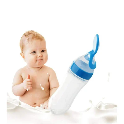 90ml Silicone Feeding Bottle with Spoon for Baby Toddler Food Rice Cereal Feeder Bottles