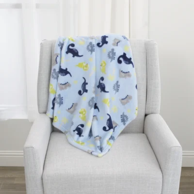 Blue Dinosaurs Plush Baby Blanket, 30